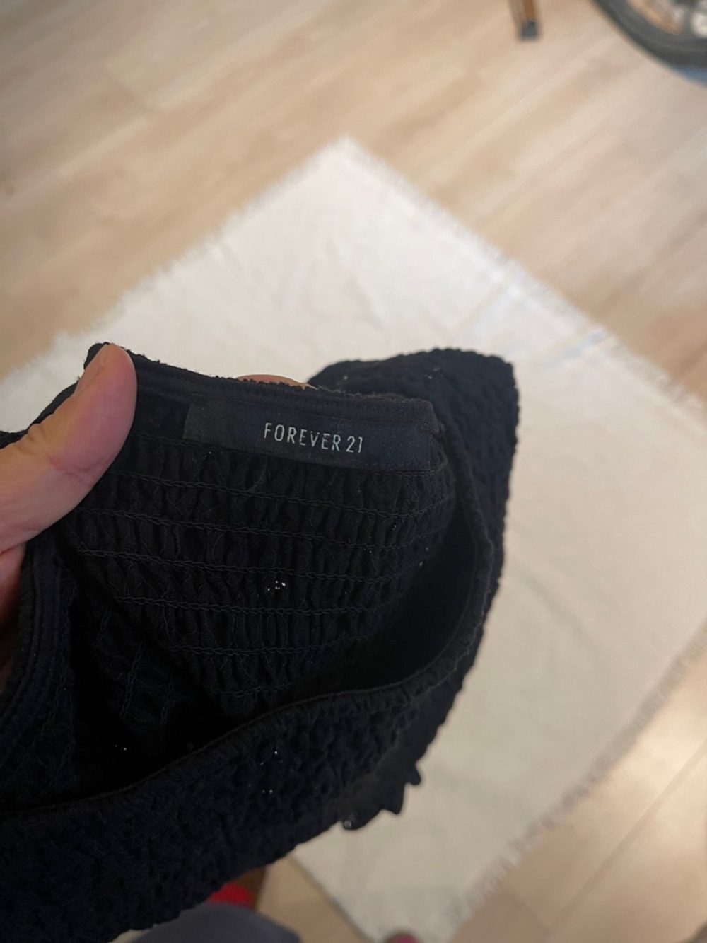 Forever 21 Black Textured Smocked Crop Top
